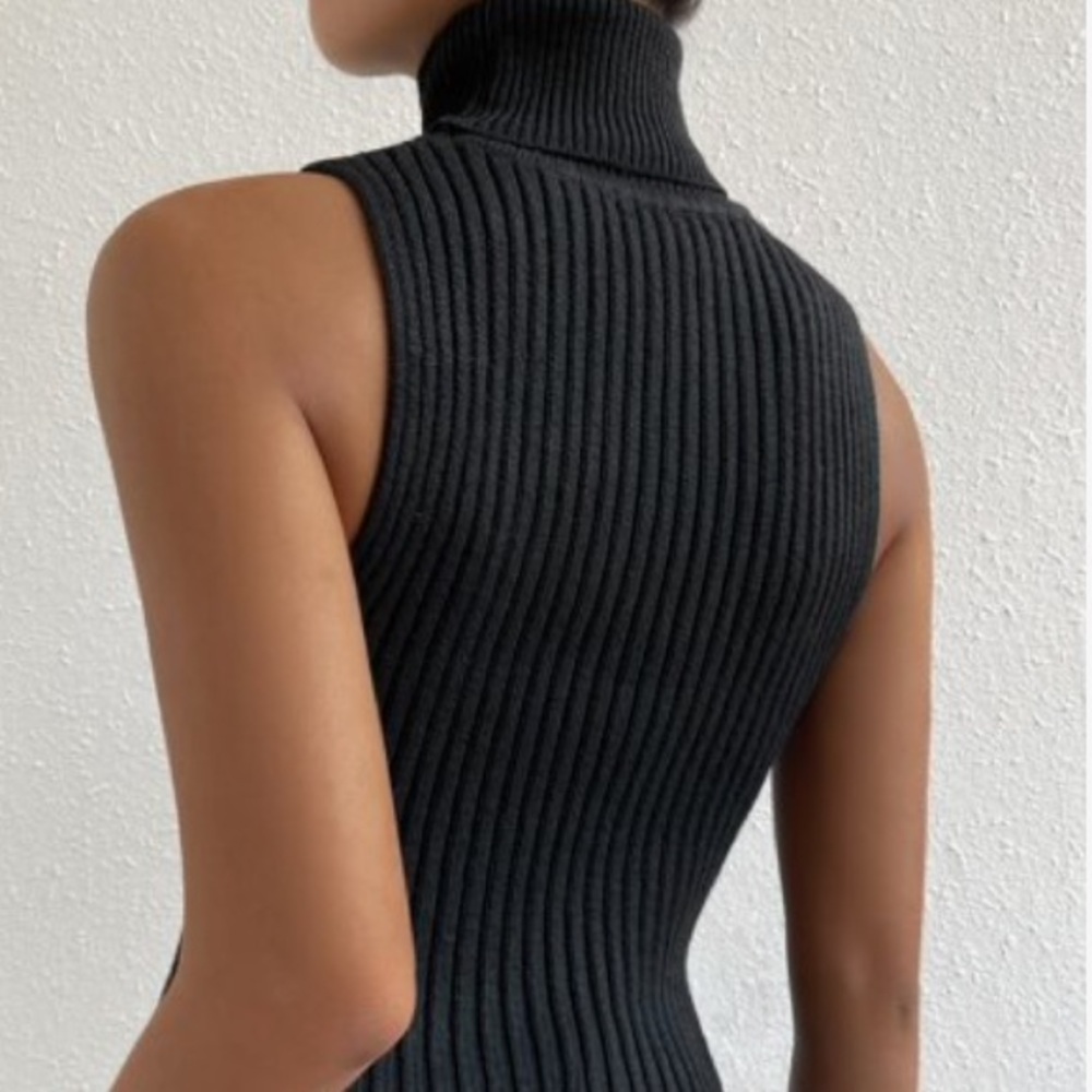 Turtle Neck Ribbed Knit Top - Picture 3 of 4
